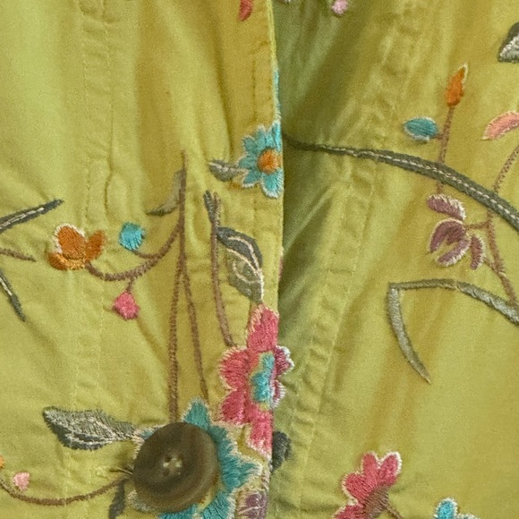 JOHNNY WAS  Ajowan Duster Jacket  Lime Green
Embroidered Coat Size M - Picture 5 of 5